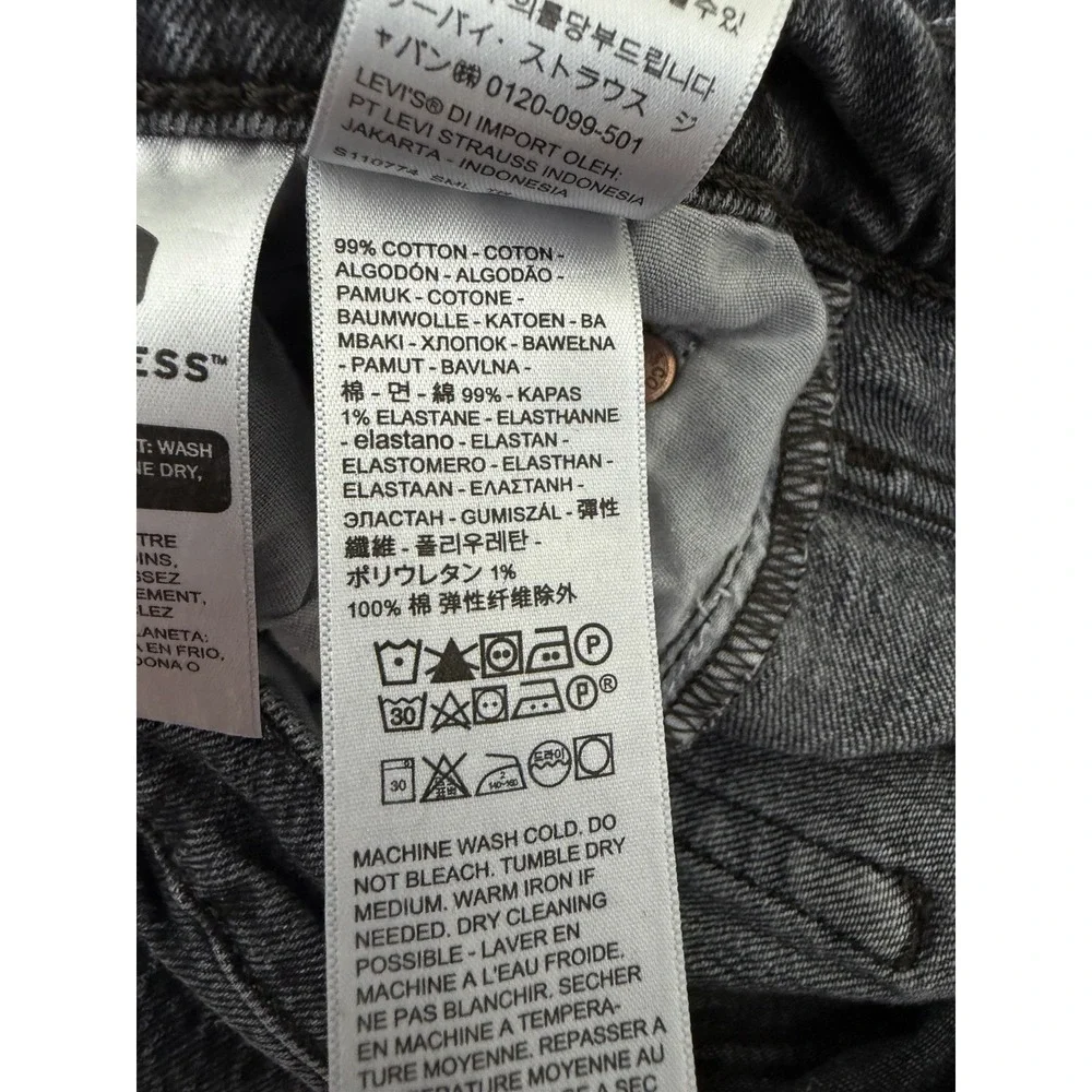 Levis Ribcage Straight Ankle Jeans Womens 27x27 Black Dark Wash Button Fly